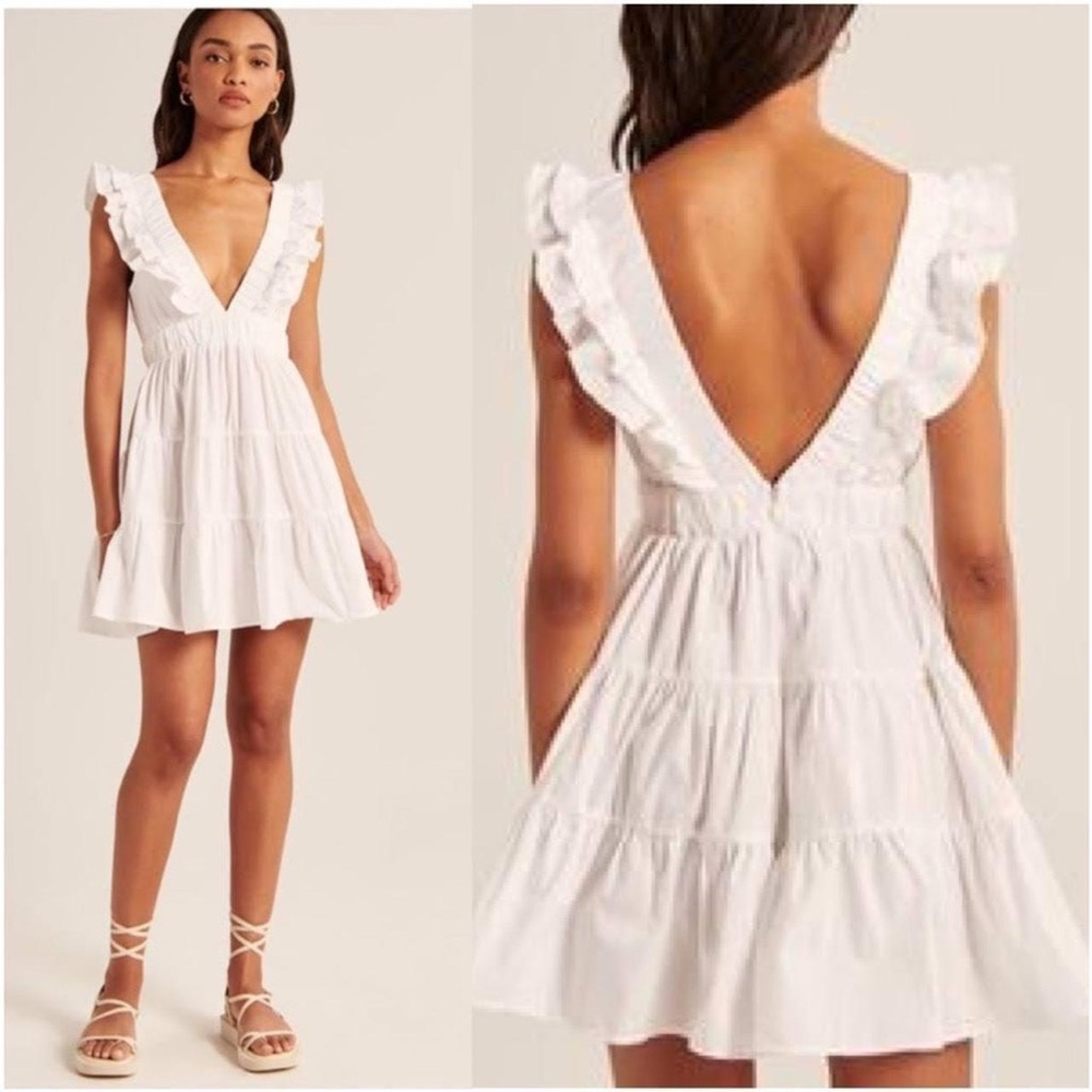 Abercrombie & Fitch White Ruffle Dress